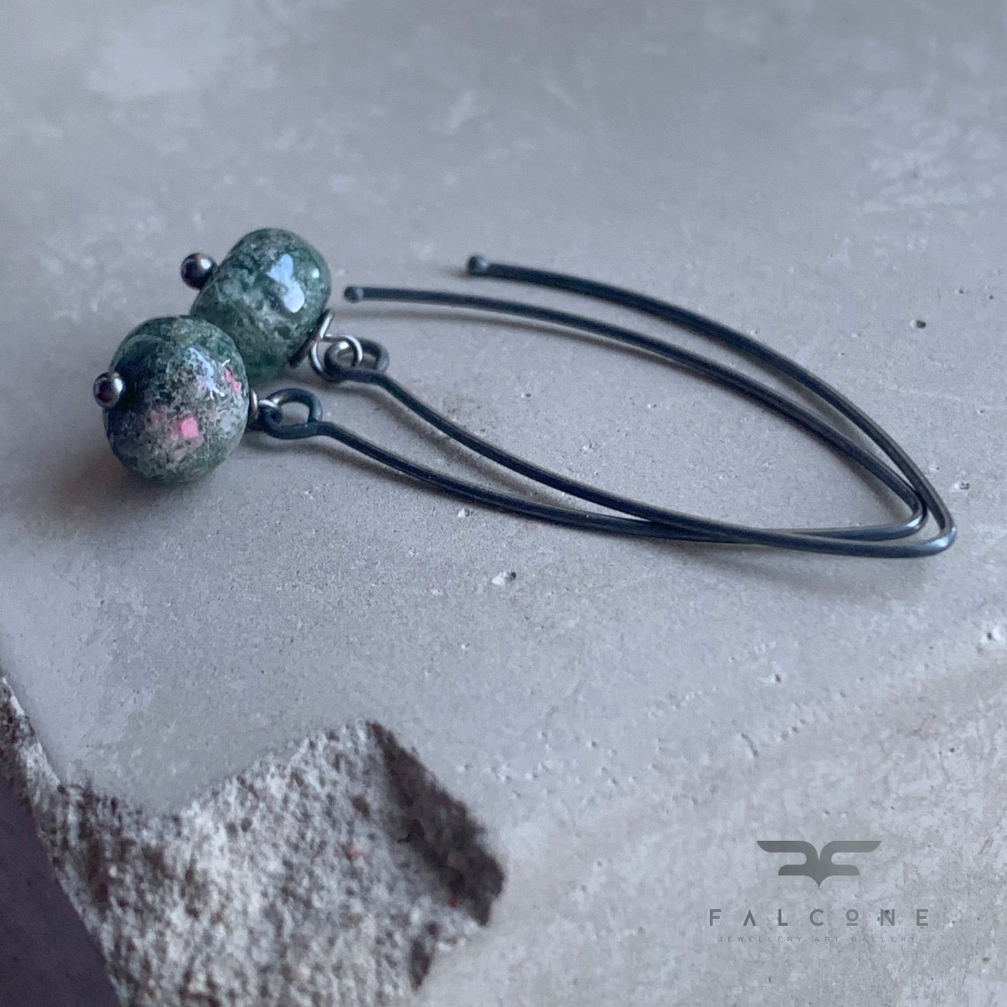 Agate and Sterling Silver Earrings 'Nymphs of Moss and Heathland'