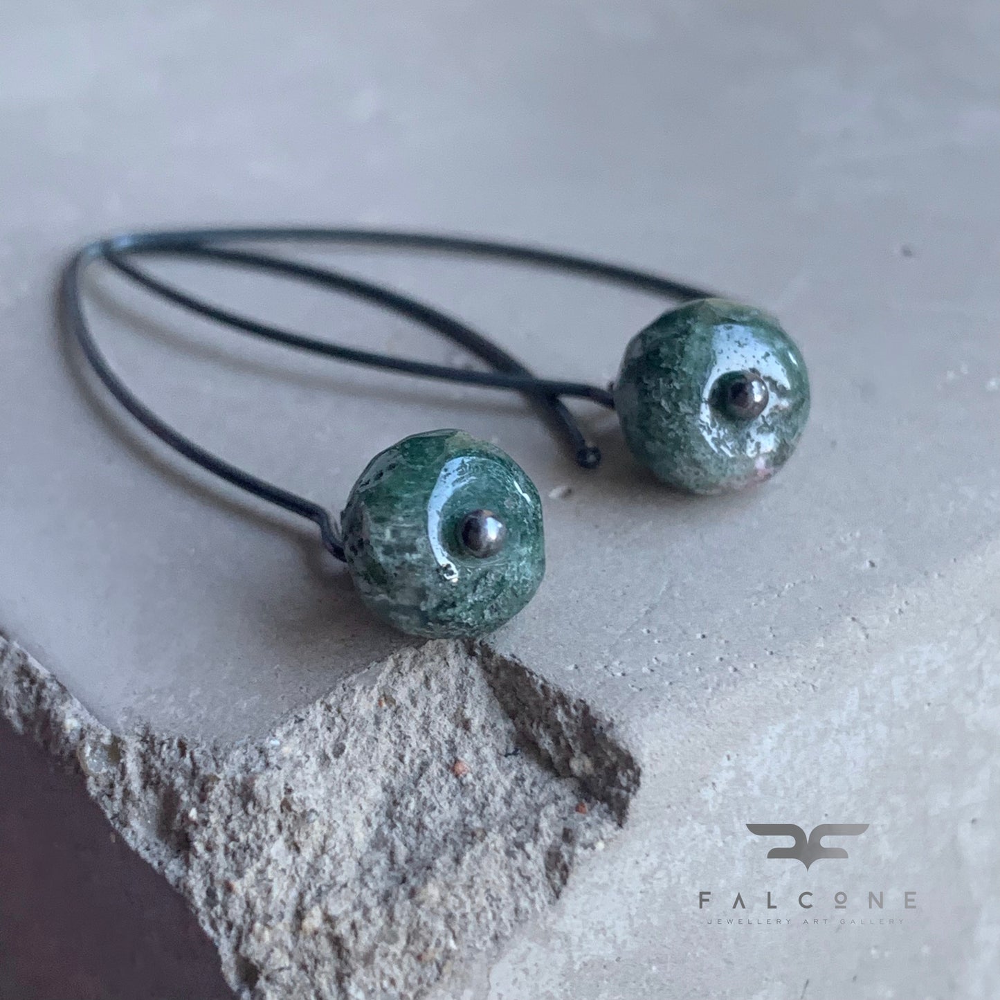 Agate and Sterling Silver Earrings 'Nymphs of Moss and Heathland'
