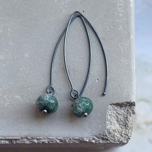 Agate and Sterling Silver Earrings 'Nymphs of Moss and Heathland'