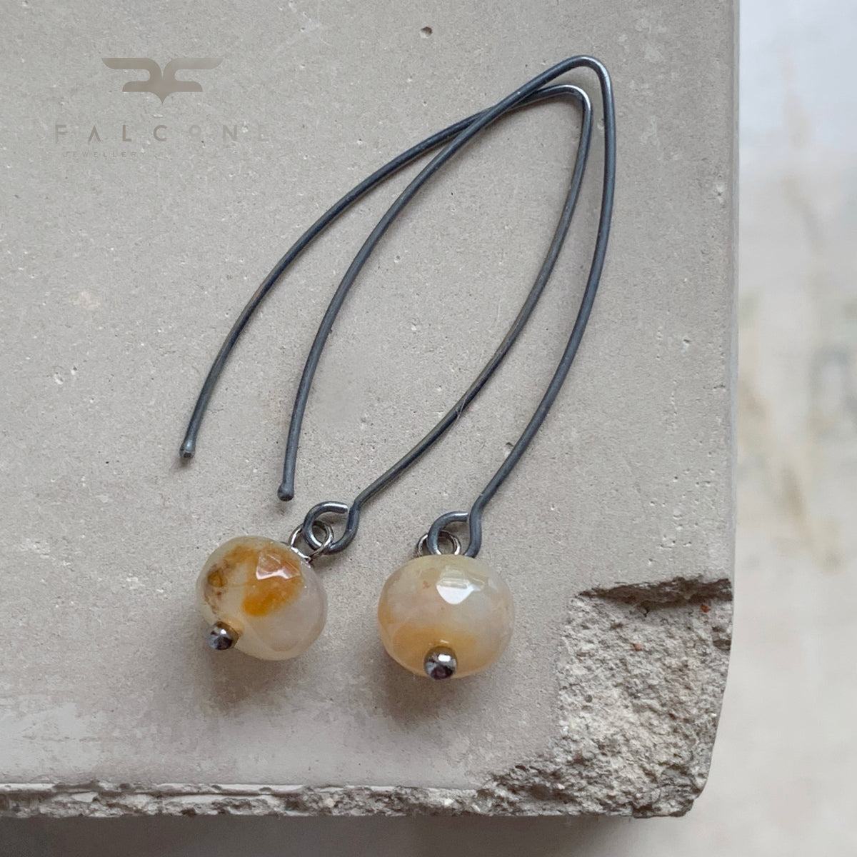 Agate and Sterling Silver Earrings 'Nymphs of the Sandy Beaches'
