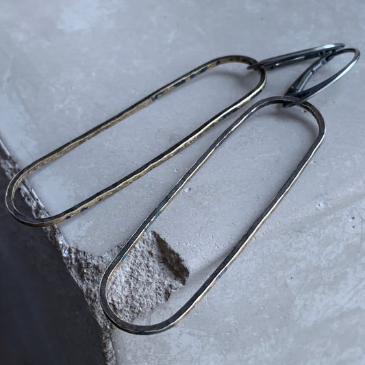 Brass and Sterling Silver Earrings ‘Circle Deconstruction - Dark’