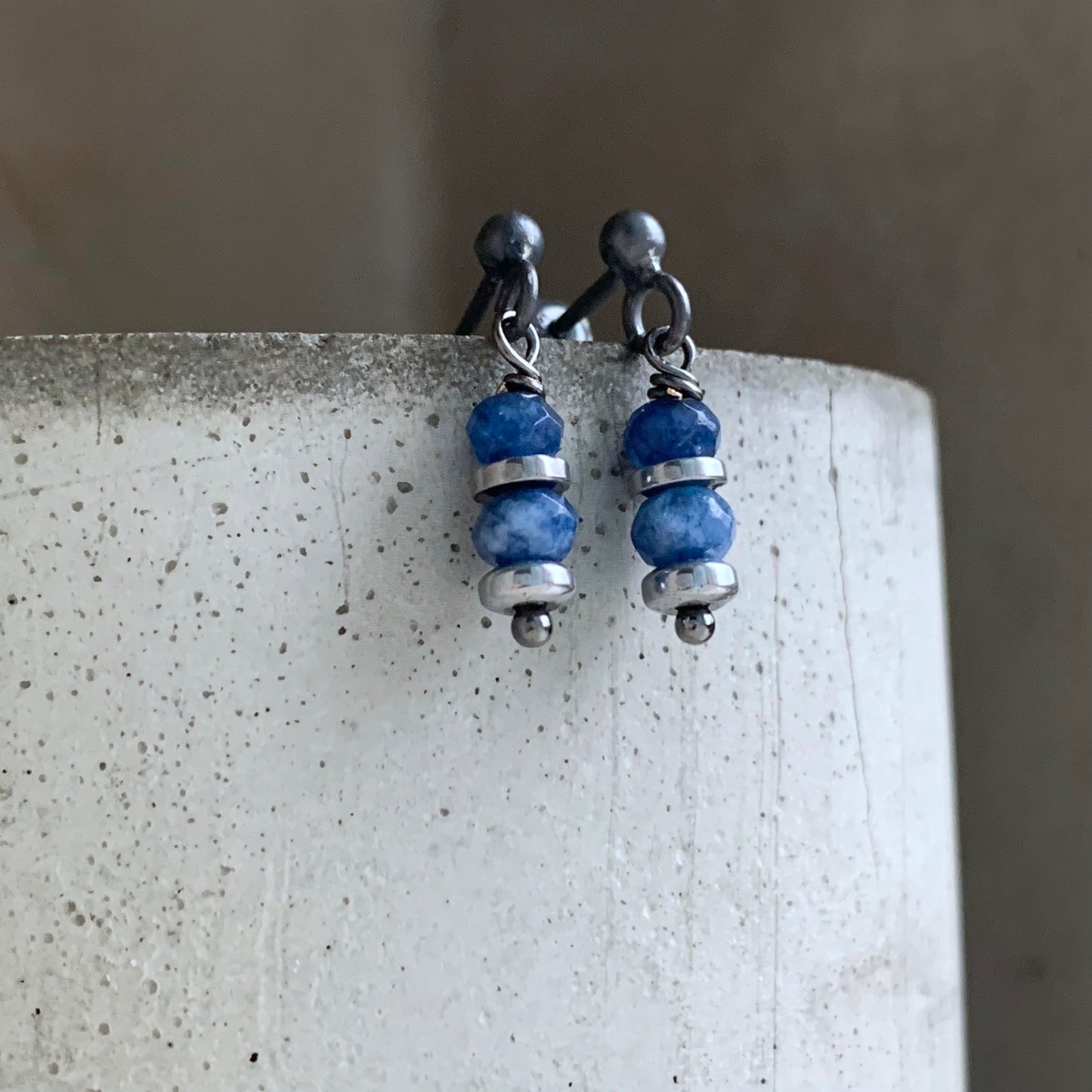 Pendientes de jade y plata 'Azul Denim'