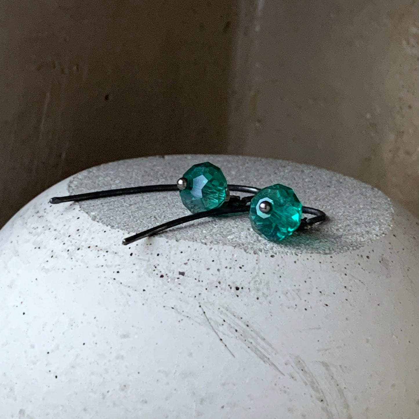 Earrings of glass and silver 'Turquoise Lanterns'