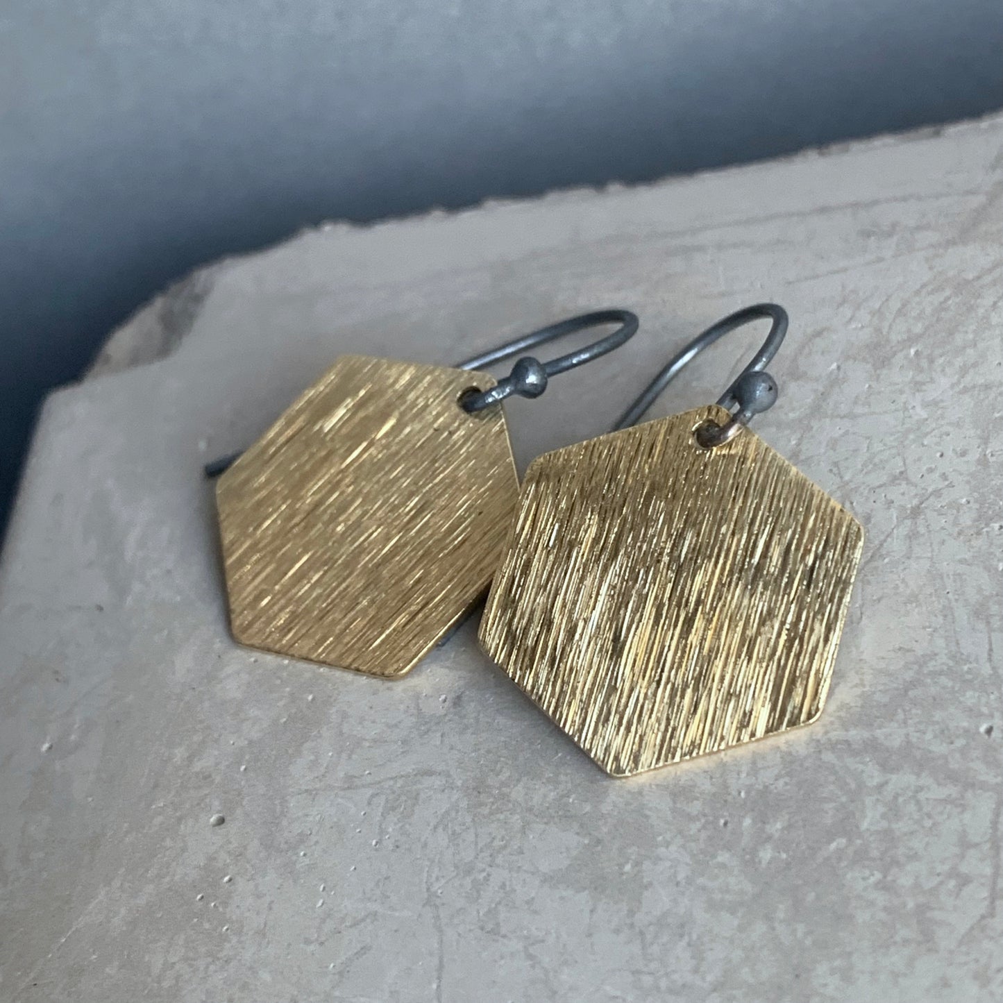 Geometric Brass and Silver Earrings 'Honey – Silver & Brass'