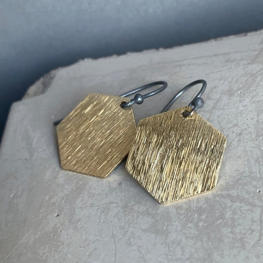 Geometric Brass and Silver Earrings 'Honey – Silver & Brass'
