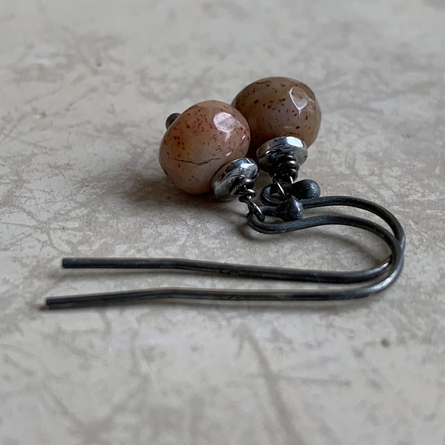 Silver and Agate Earrings 'Quails'