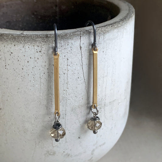 Glass, Silver & Brass Earrings 'Cold Night on Sahara'