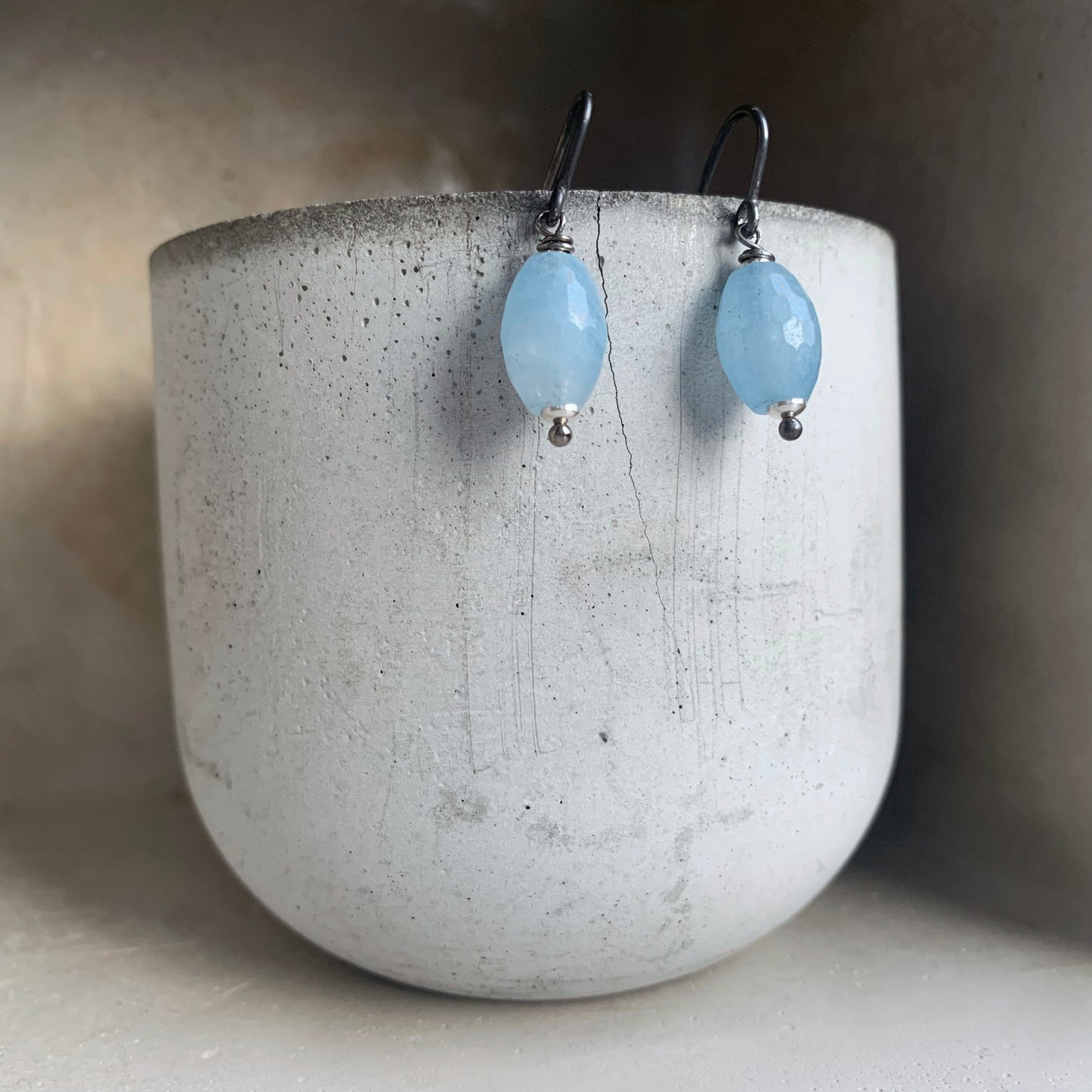 Sterling Silver and Blue Quartz Earrings 'Cold Blue'