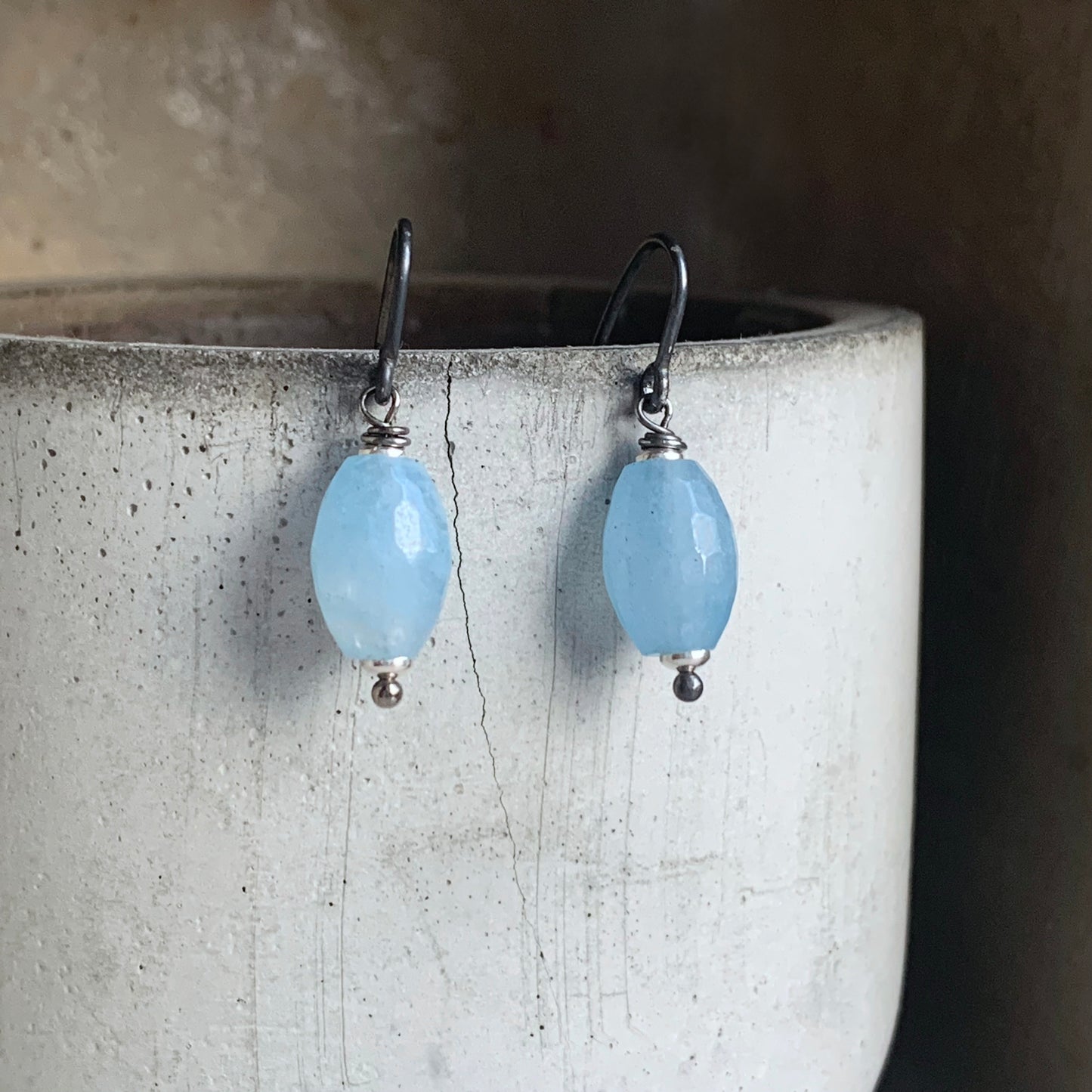 Sterling Silver and Blue Quartz Earrings 'Cold Blue'