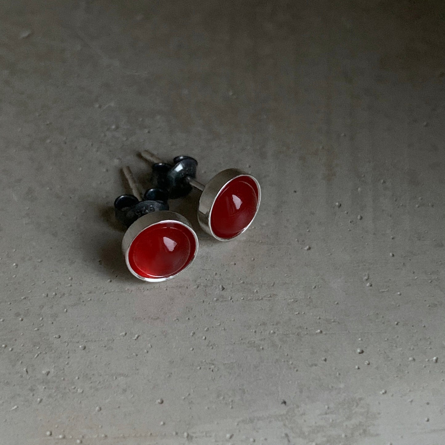 Pendientes de plata de ley con cornalina 'Botones de cornalina'