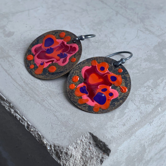 Brass and Silver Earrings 'Sea Creature / Dangerous'