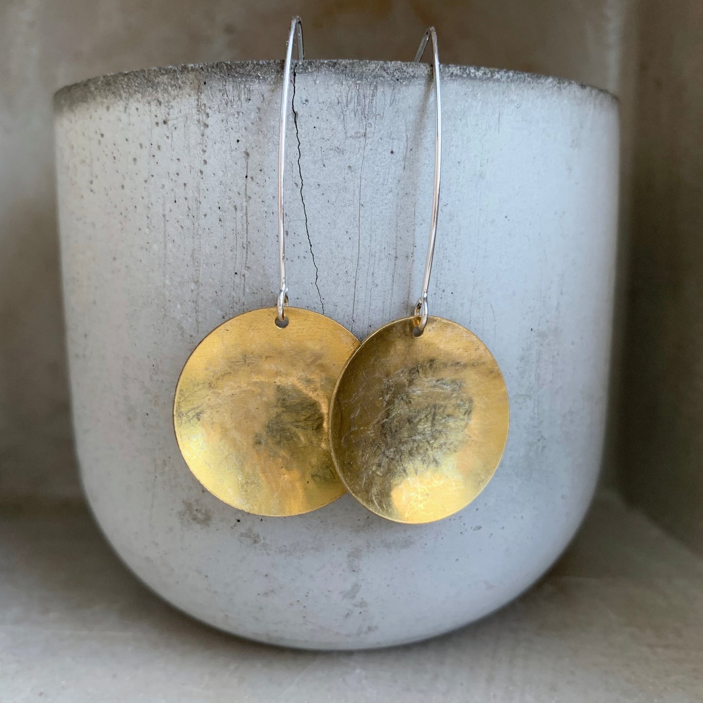 Silver and Brass Earrings 'Golden Bowls'