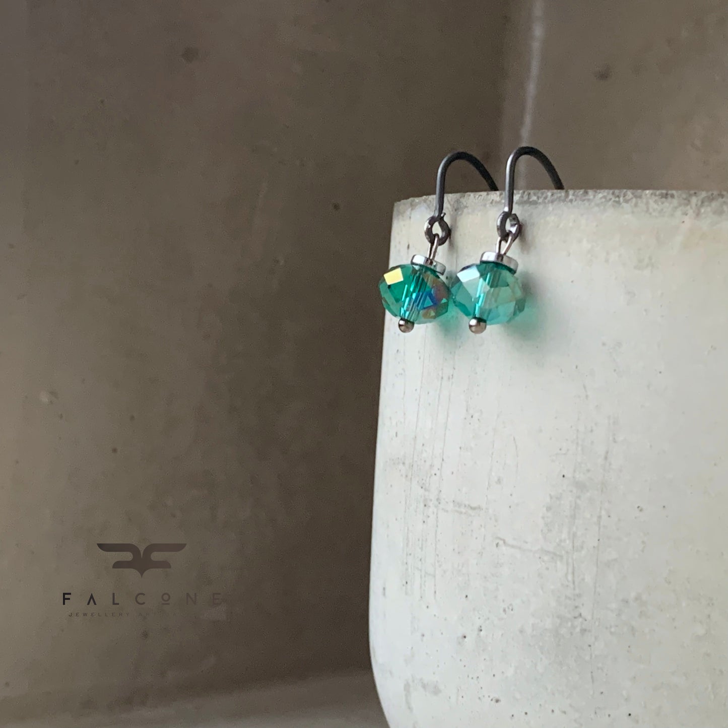 Earrings of glass and silver 'Turquoise Lanterns'