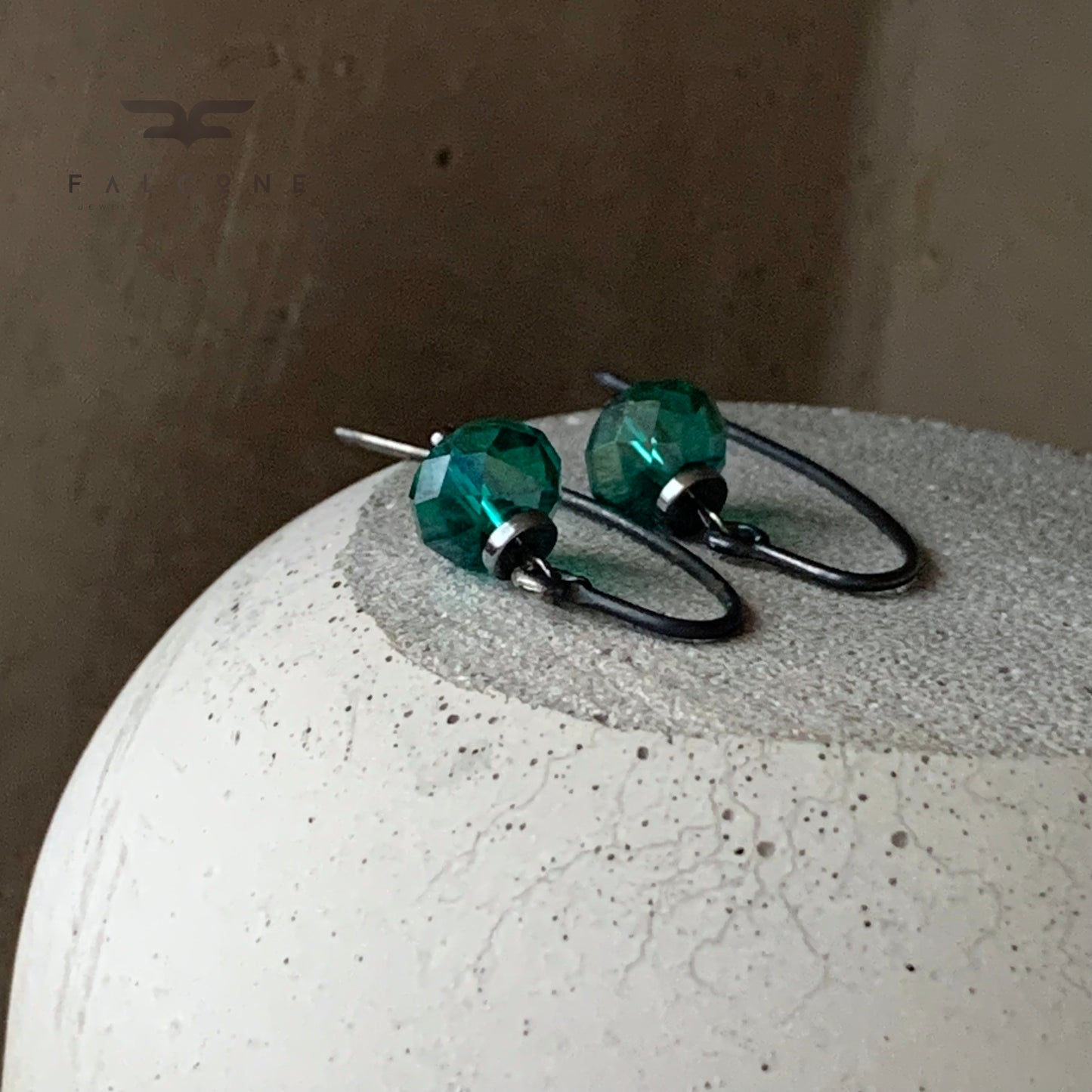 Earrings of glass and silver 'Turquoise Lanterns'