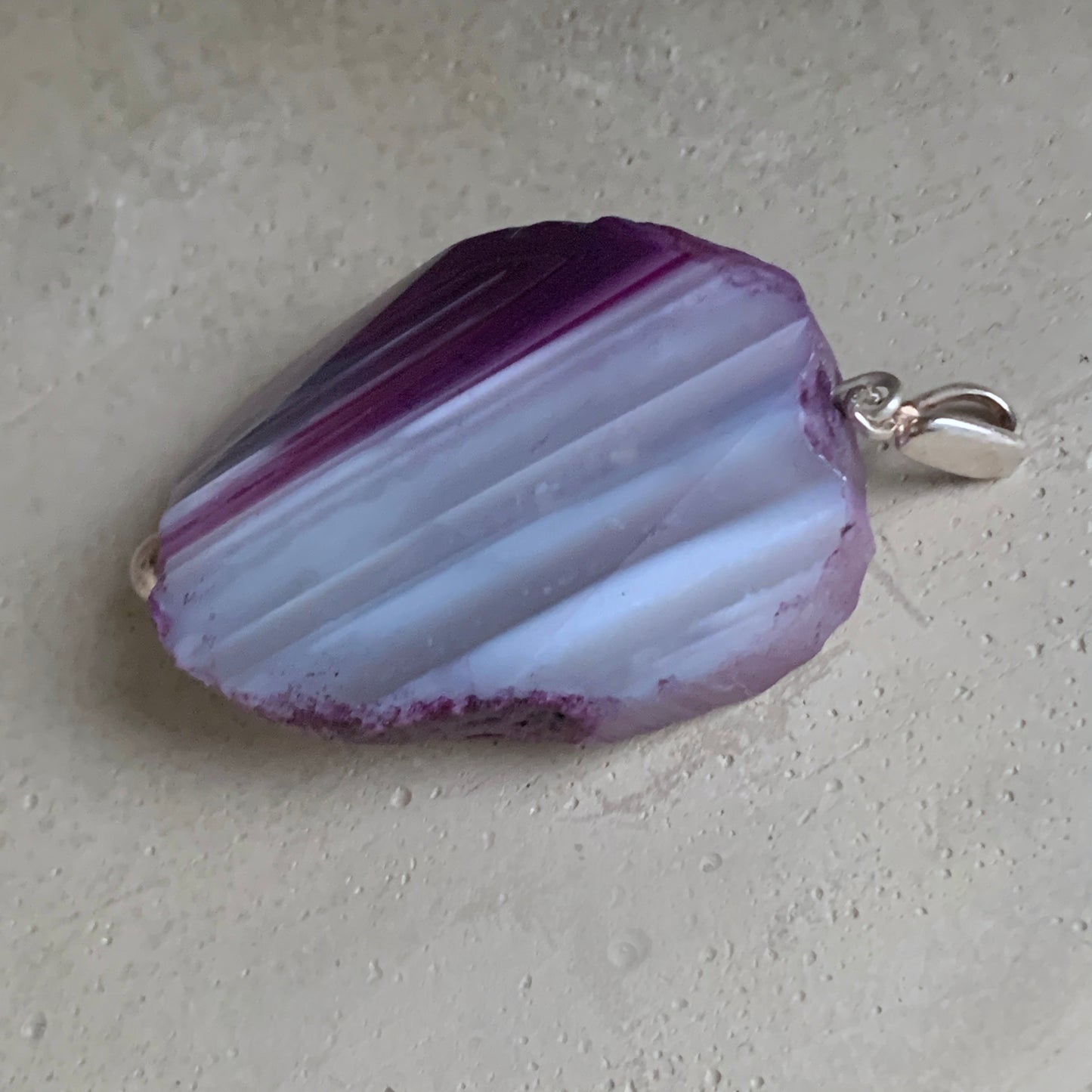 Mineral and Silver Pendant 'Agate with Purple Accent'