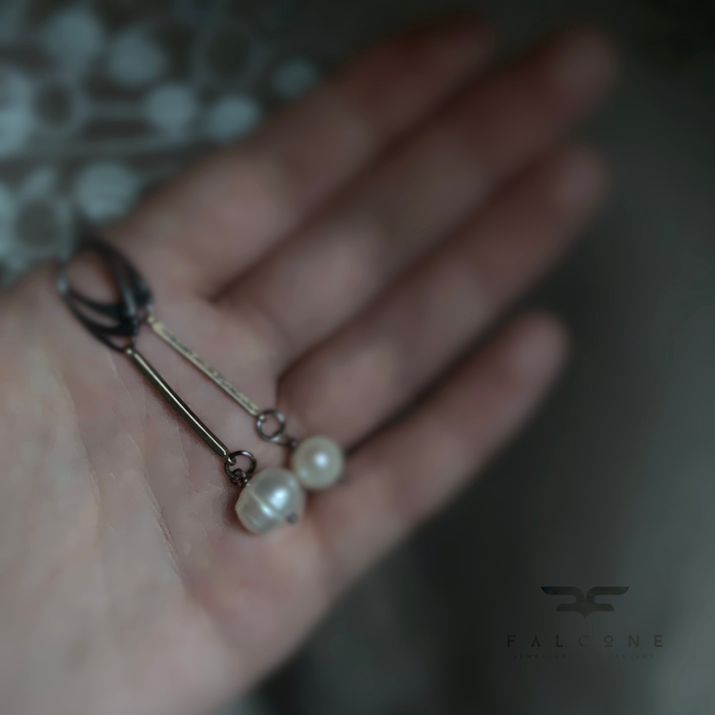 Silver, Brass, and Freshwater Pearl Earrings 'Rustic Pearls'