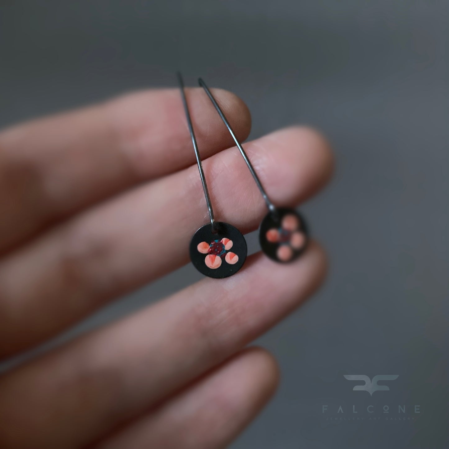 Silver Earrings 'Wildflowers - Pink & Turquoise'