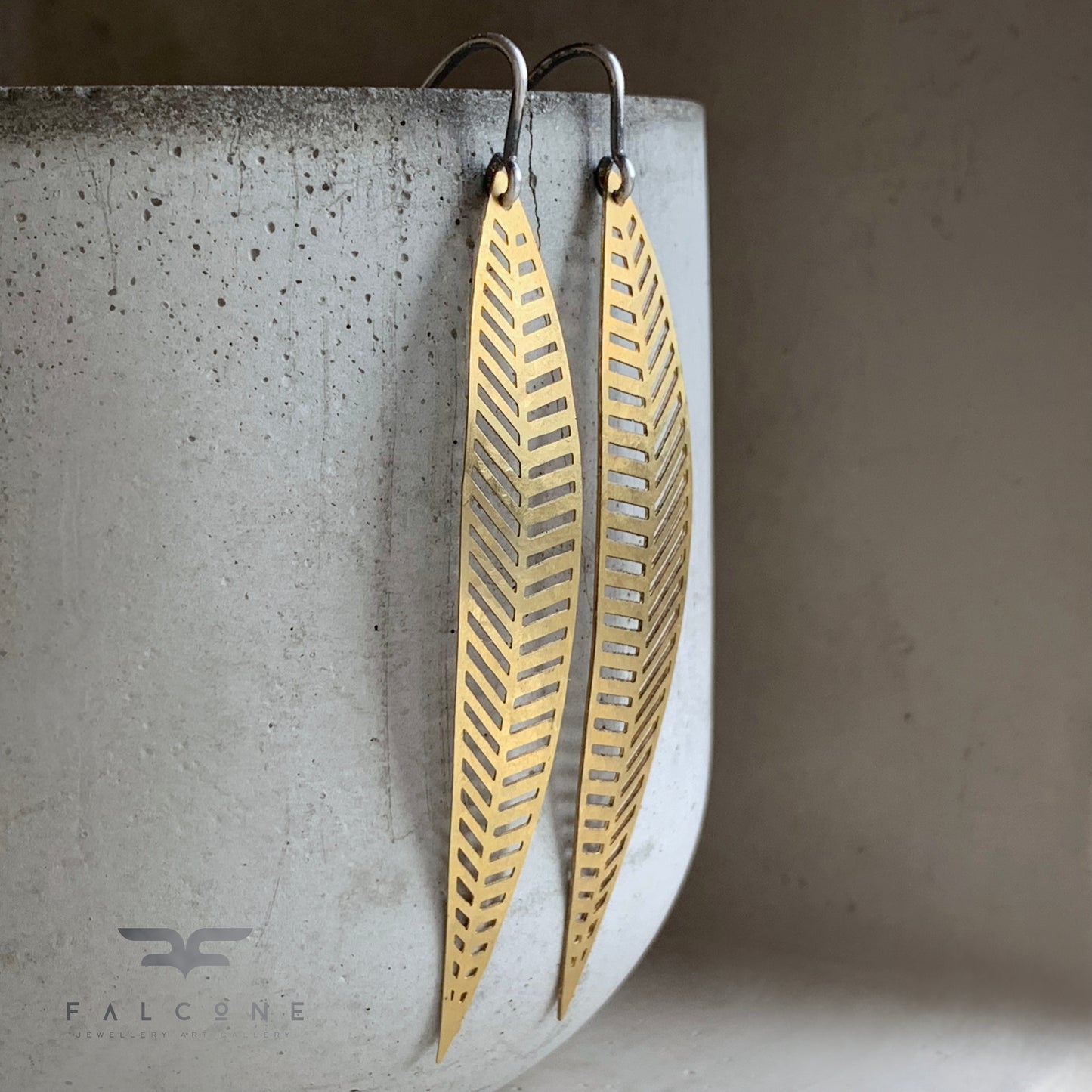 Brass and Sterling Silver Feather Earrings 'Dancing with the Wind'