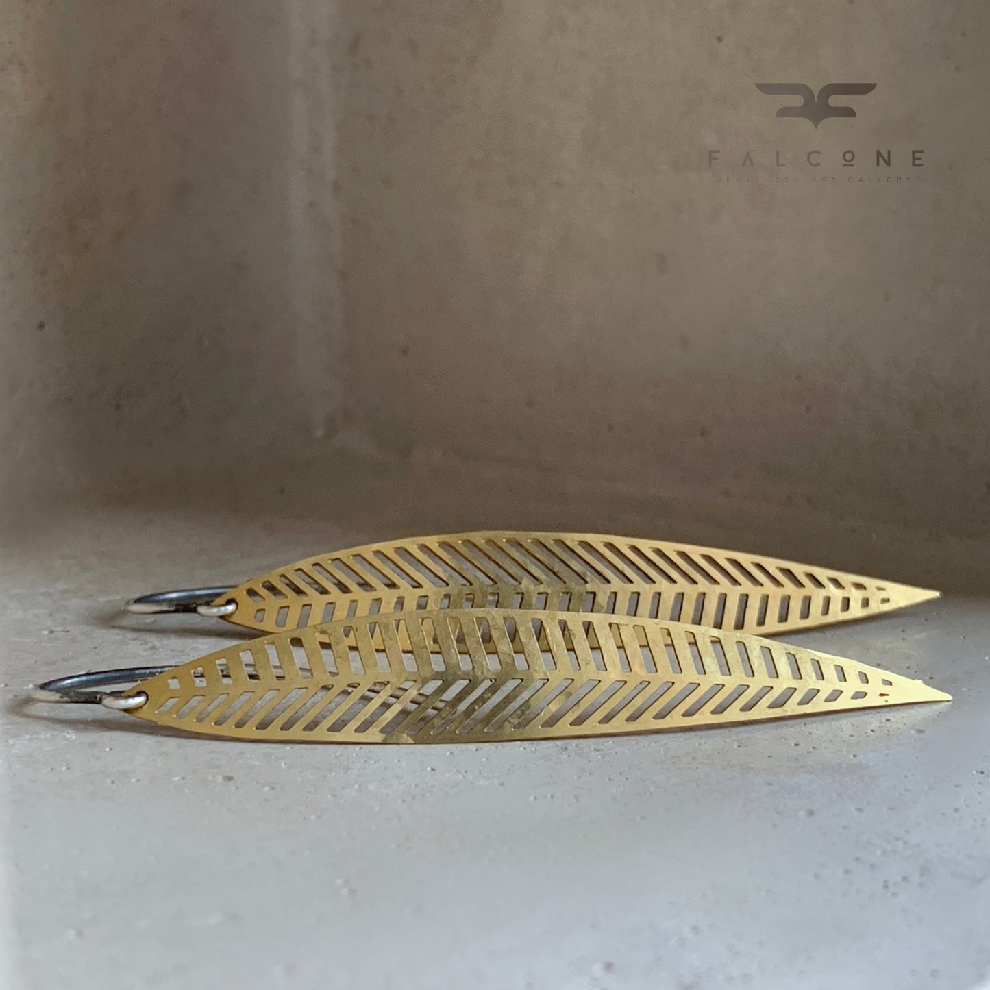 Brass and Sterling Silver Feather Earrings 'Dancing with the Wind'