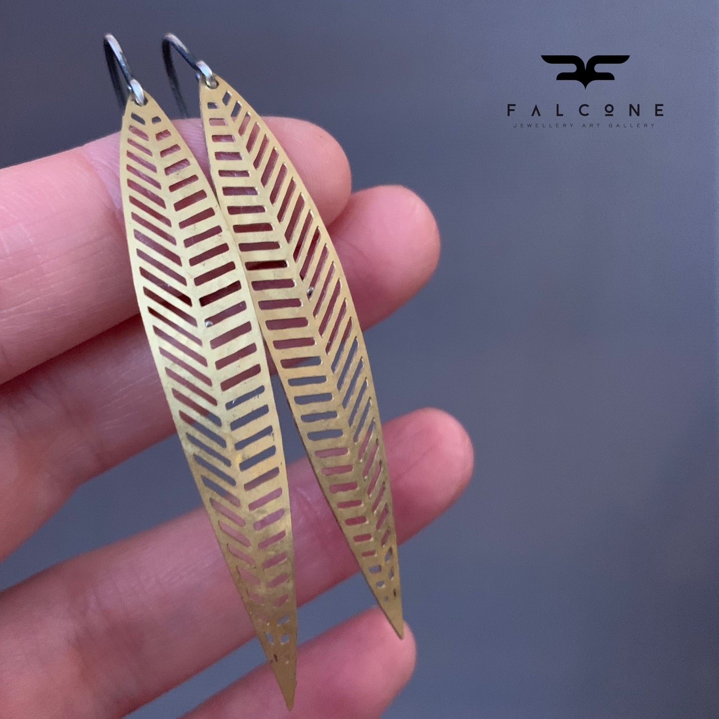 Brass and Sterling Silver Feather Earrings 'Dancing with the Wind'
