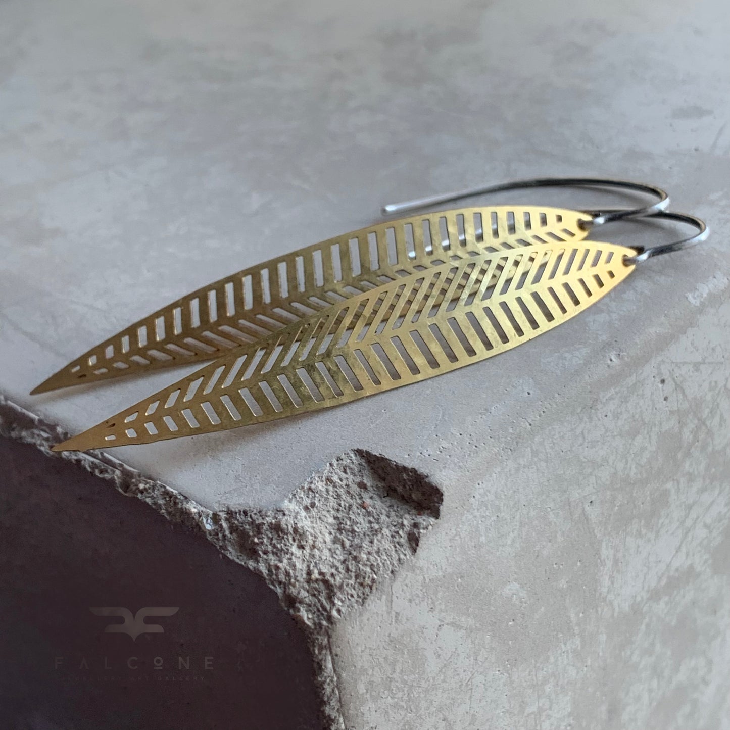 Brass and Sterling Silver Feather Earrings 'Dancing with the Wind'