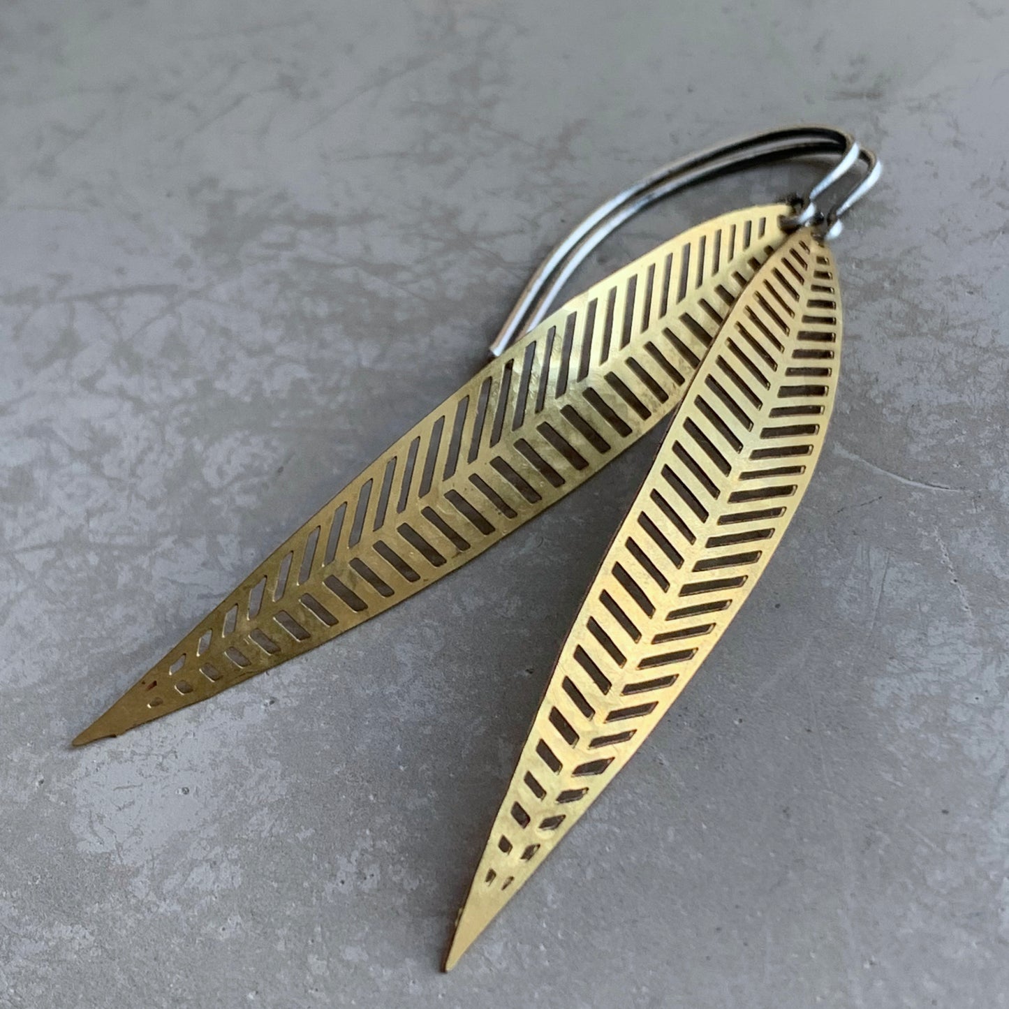 Brass and Sterling Silver Feather Earrings 'Dancing with the Wind'