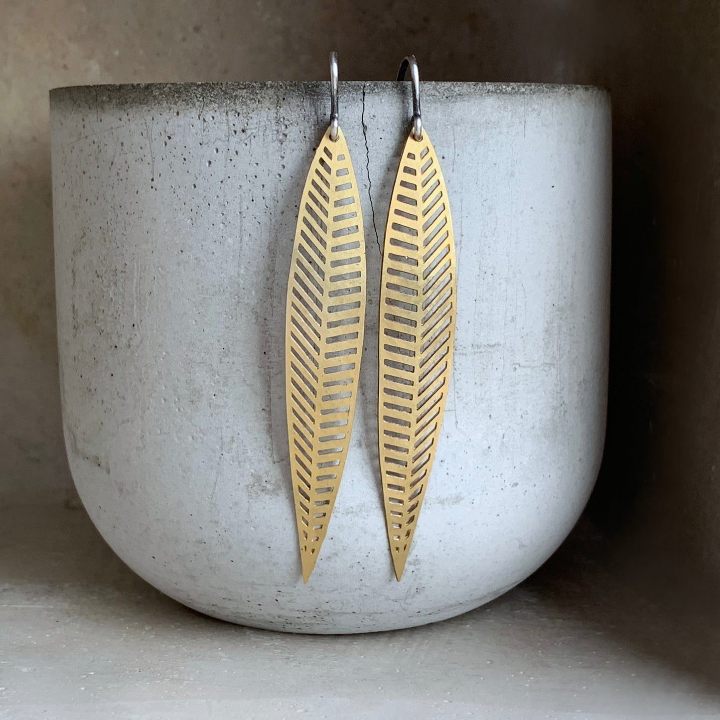 Brass and Sterling Silver Feather Earrings 'Dancing with the Wind'
