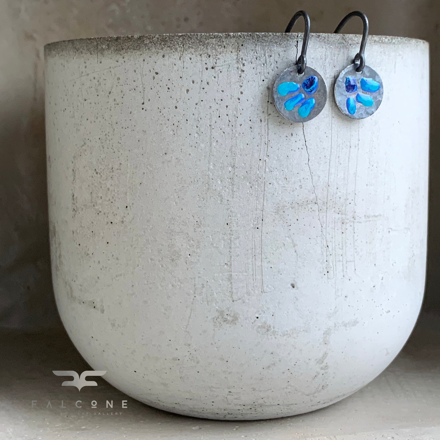 Enameled Silver Earrings 'Wildflowers with Turquoise Petals'