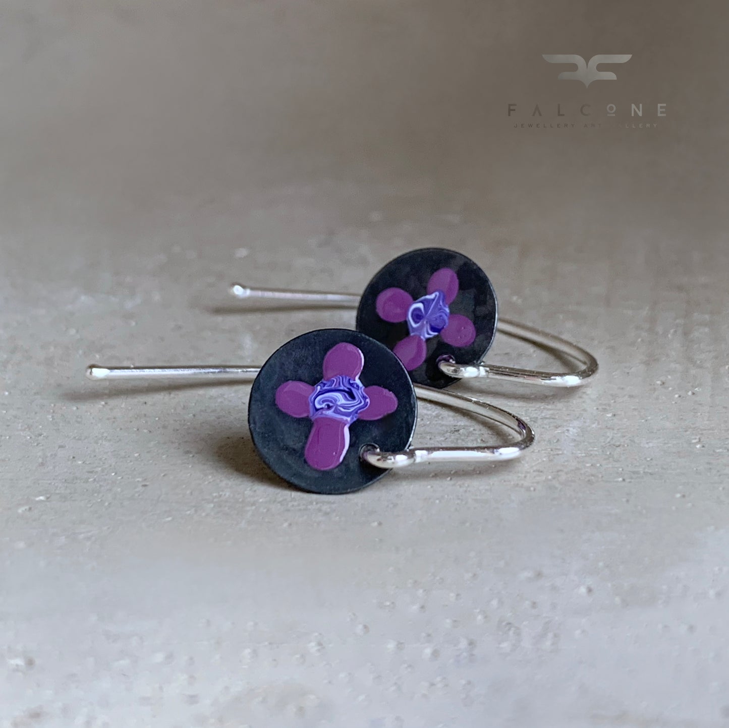 Sterling Silver Earrings 'Wildflowers - Violet & Purple'