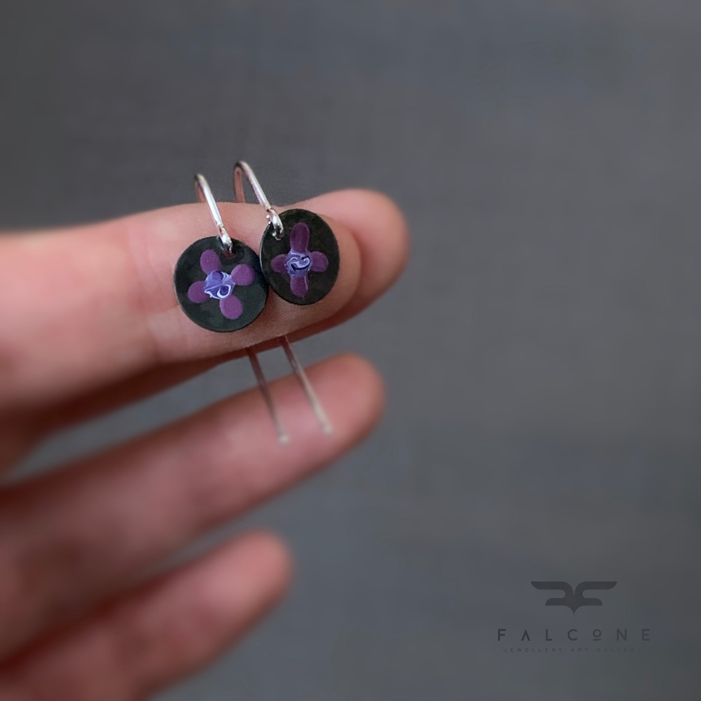 Sterling Silver Earrings 'Wildflowers - Violet & Purple'