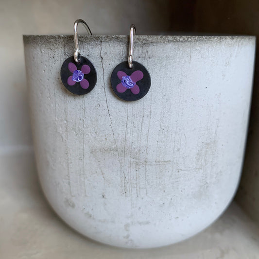 Sterling Silver Earrings 'Wildflowers - Violet & Purple'