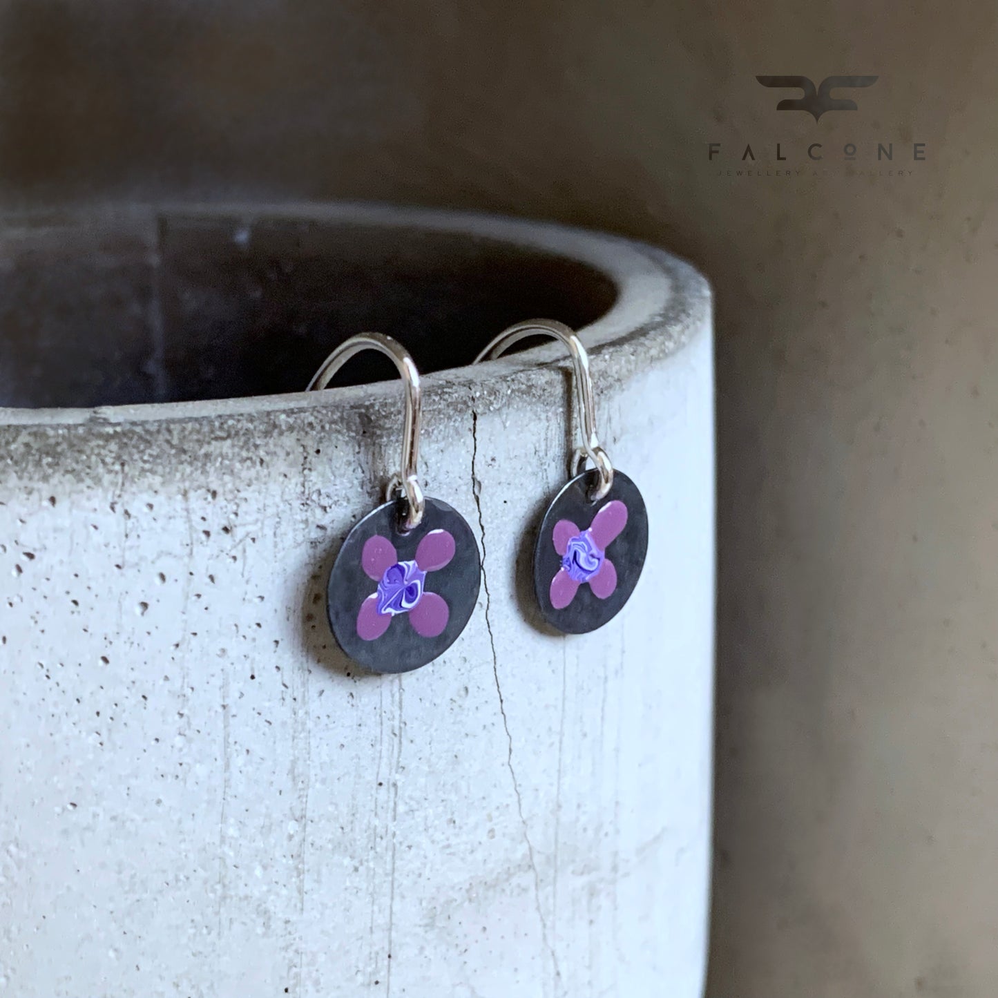 Sterling Silver Earrings 'Wildflowers - Violet & Purple'