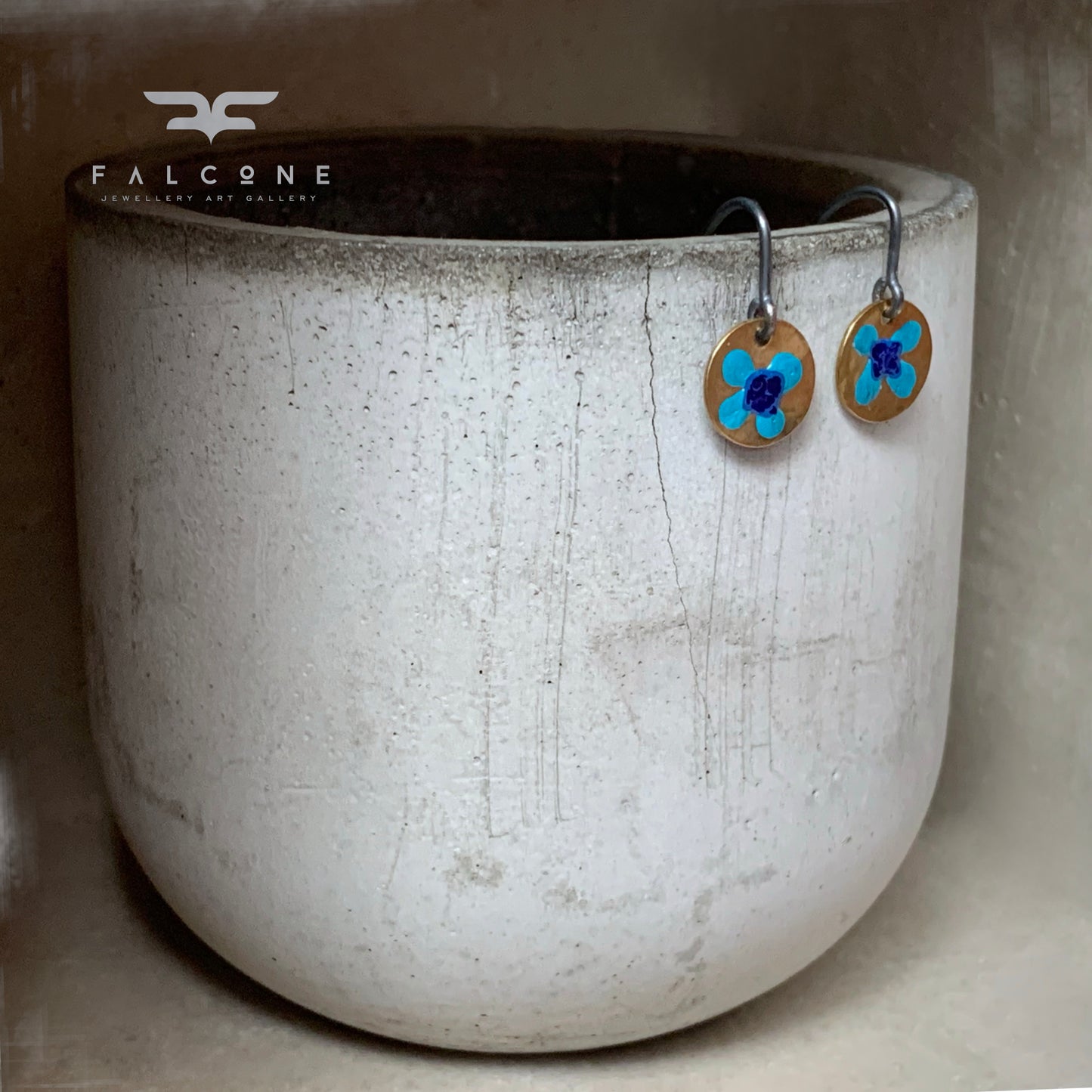 Pendientes de latón y plata de ley 'Flores silvestres - Dorado y turquesa'