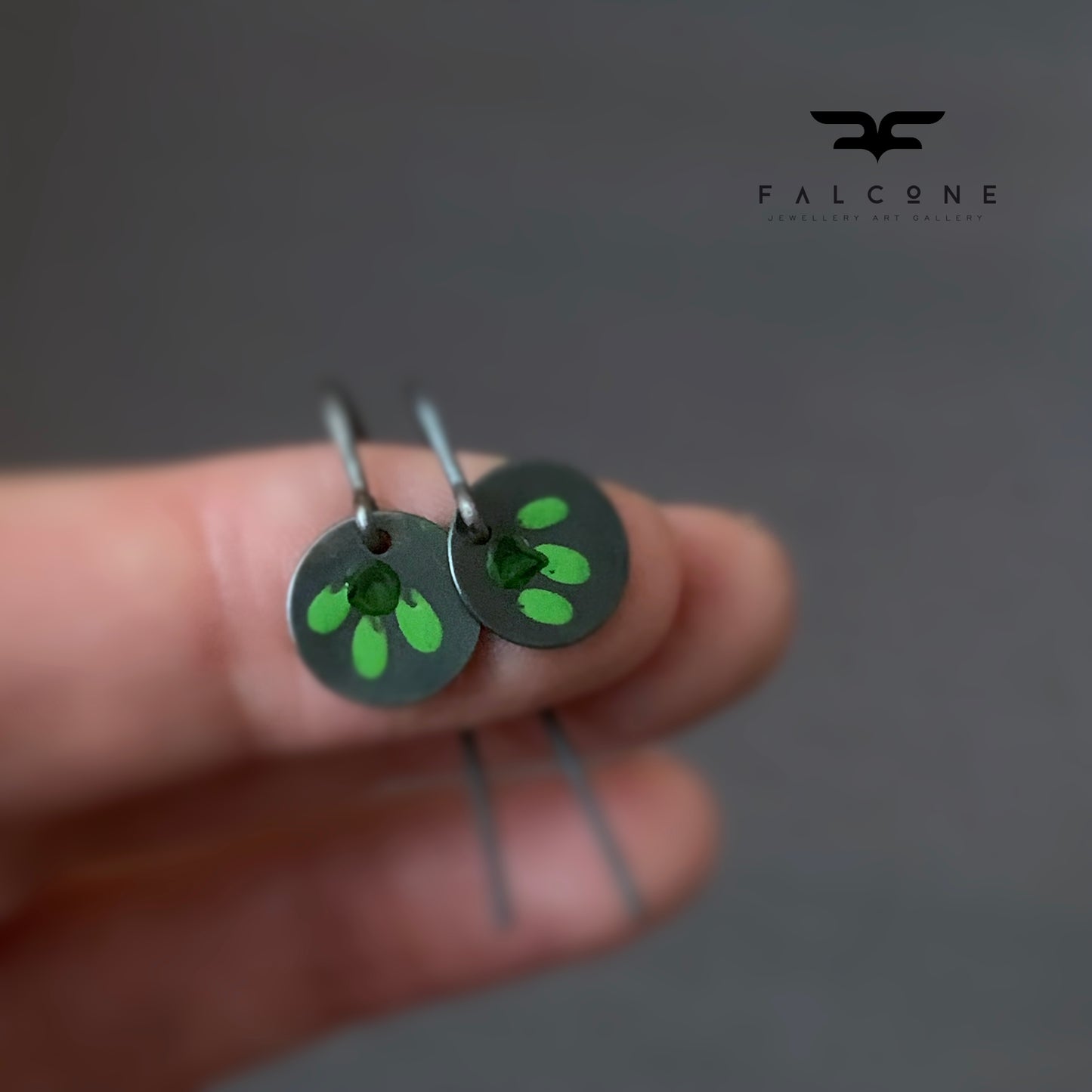 Sterling Silver Earrings 'Wildflowers - Green & Green'