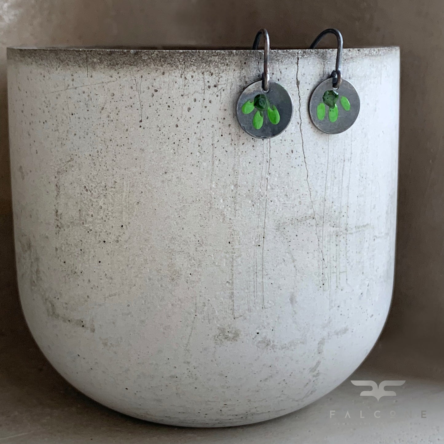 Sterling Silver Earrings 'Wildflowers - Green & Green'