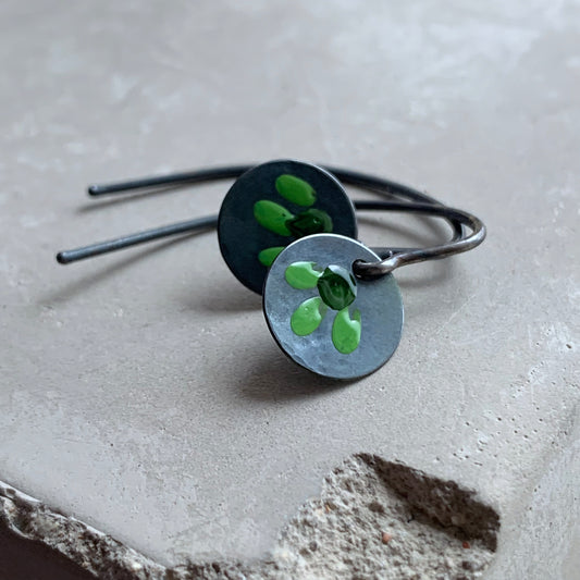 Sterling Silver Earrings 'Wildflowers - Green & Green'