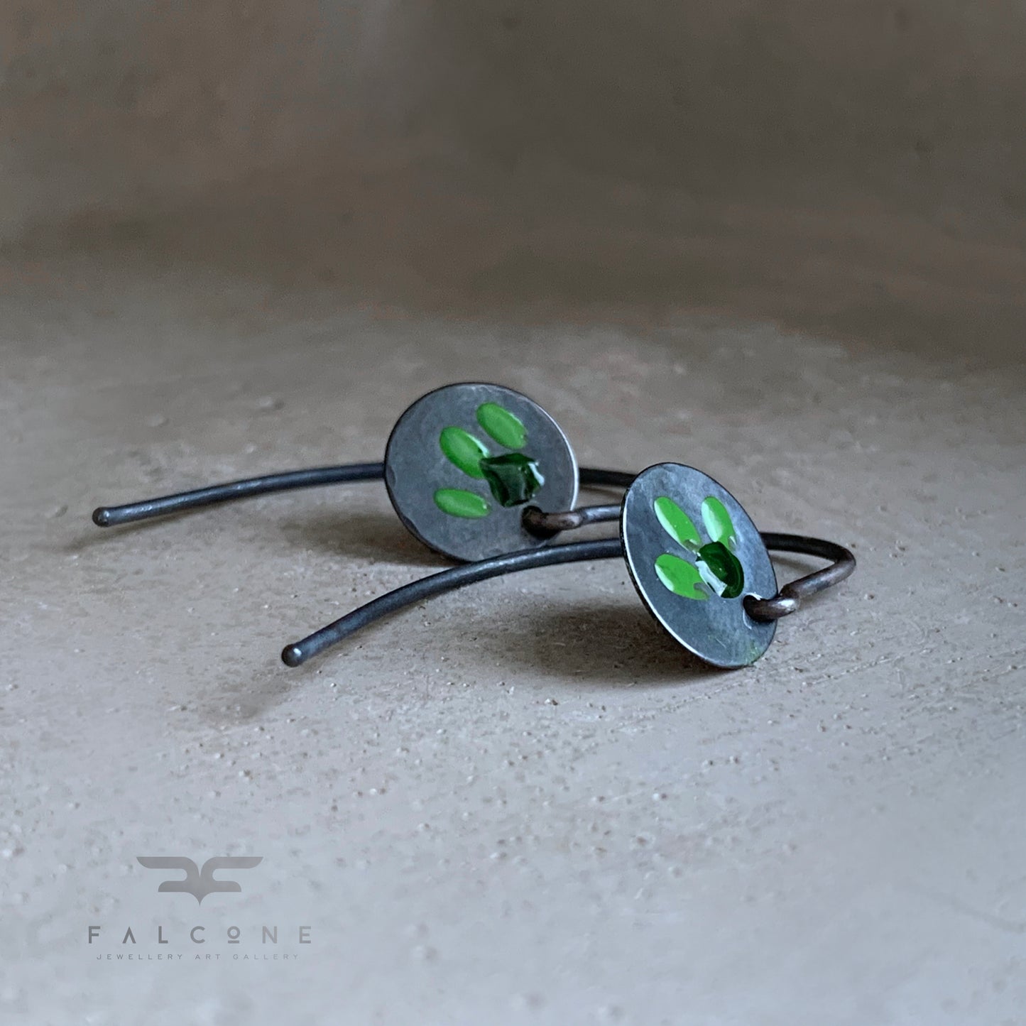 Sterling Silver Earrings 'Wildflowers - Green & Green'