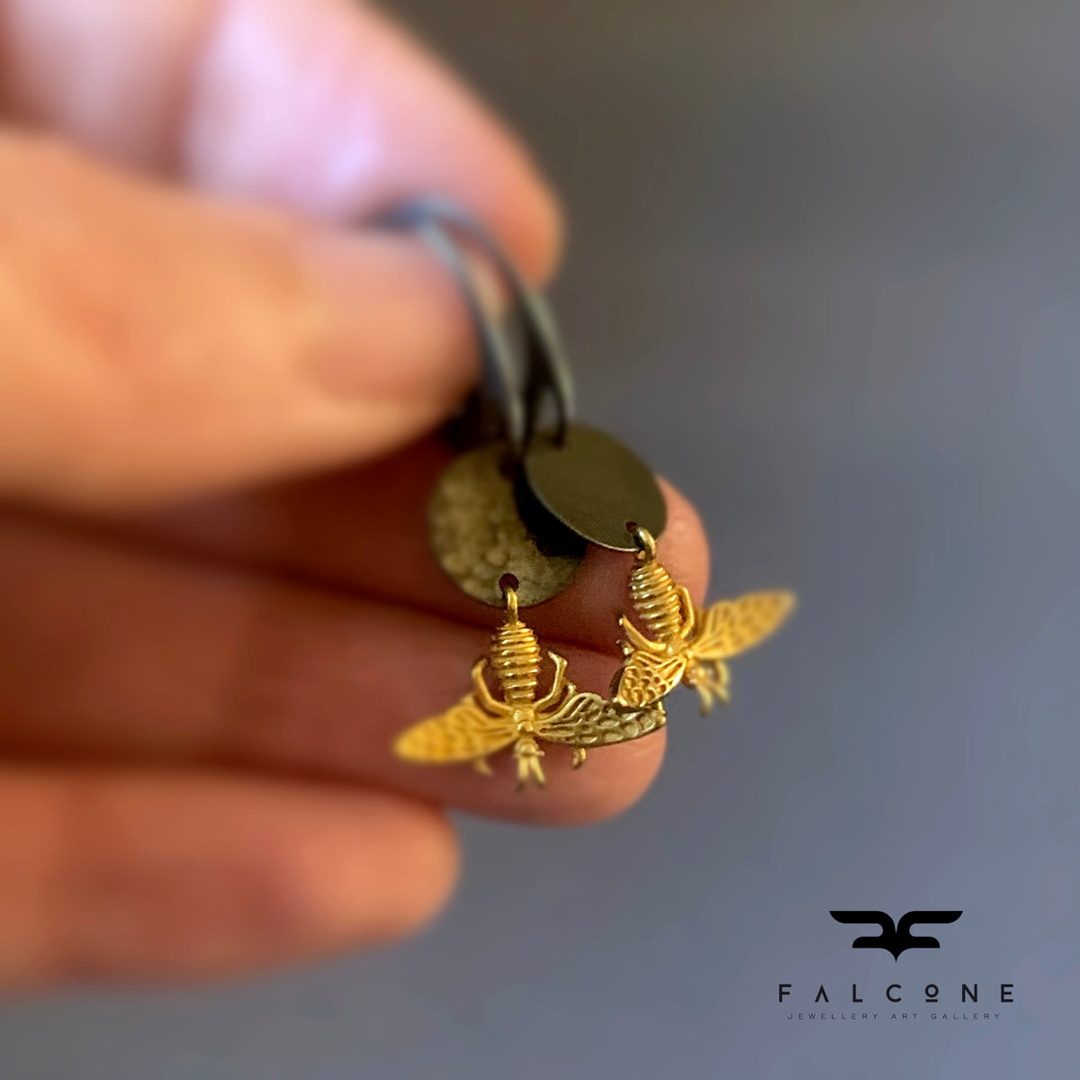 Brass and Sterling Silver Earrings 'Ephemeral'
