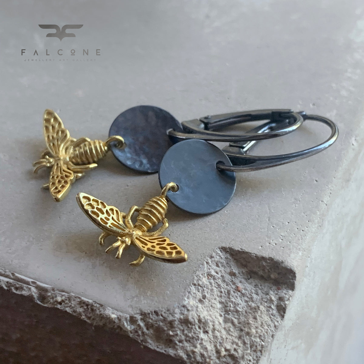 Brass and Sterling Silver Earrings 'Ephemeral'