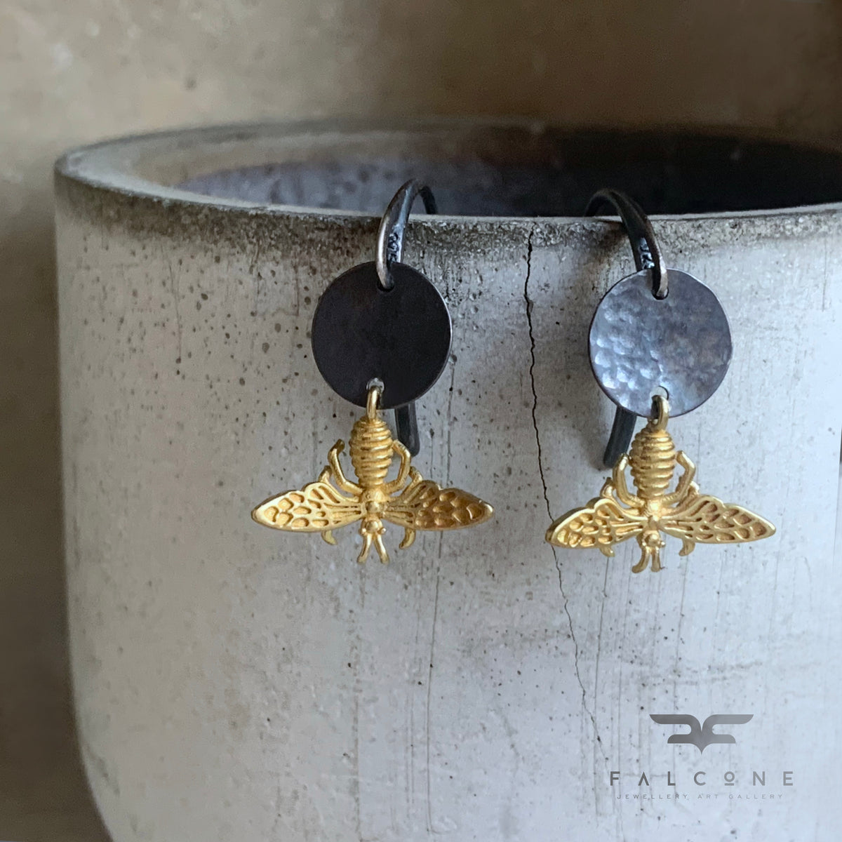 Brass and Sterling Silver Earrings 'Ephemeral'