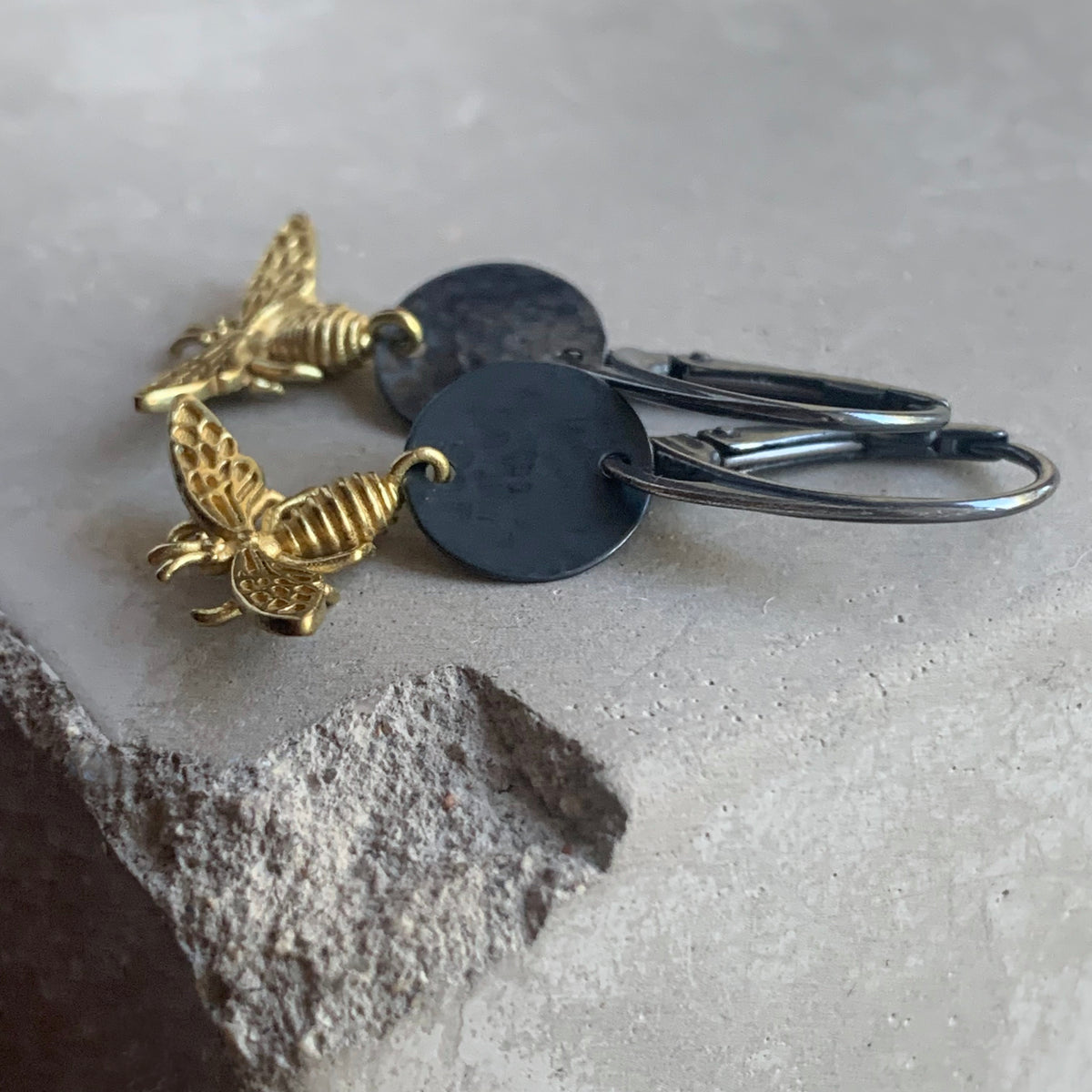 Brass and Sterling Silver Earrings 'Ephemeral'