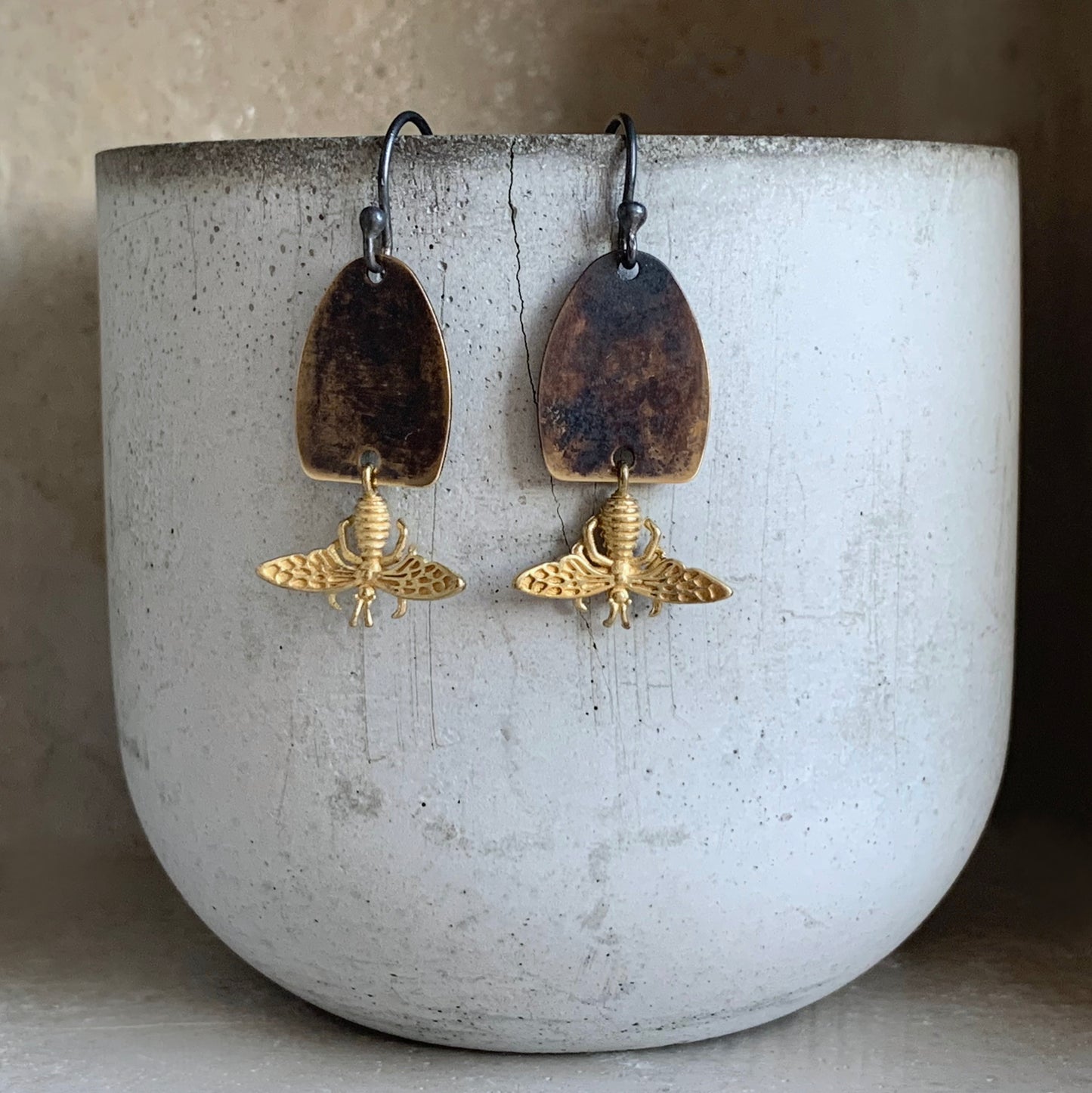 Brass & Sterling Silver Earrings 'Ephemeral'