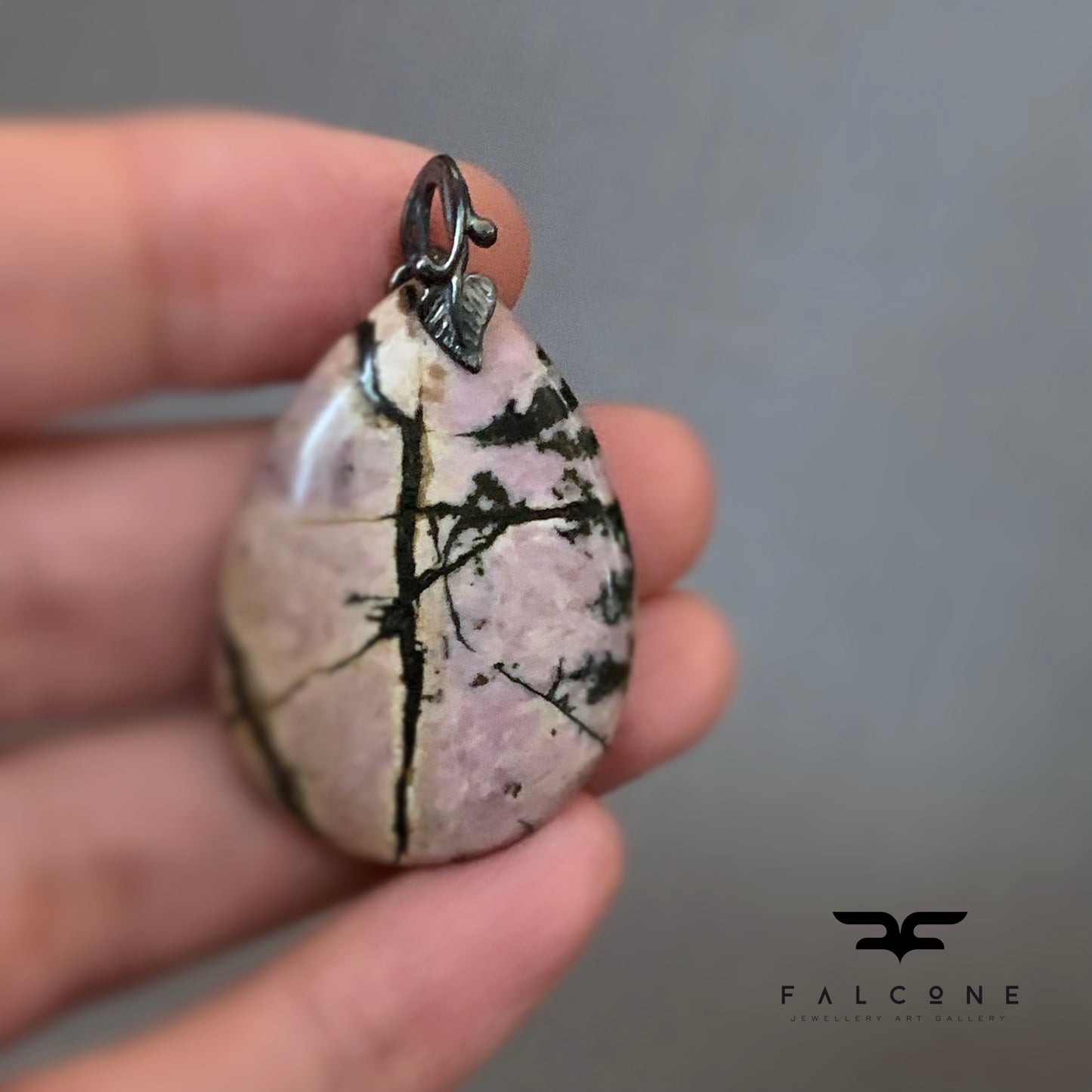 Colgante de rodonita y plata de ley 'Imágenes de la naturaleza'