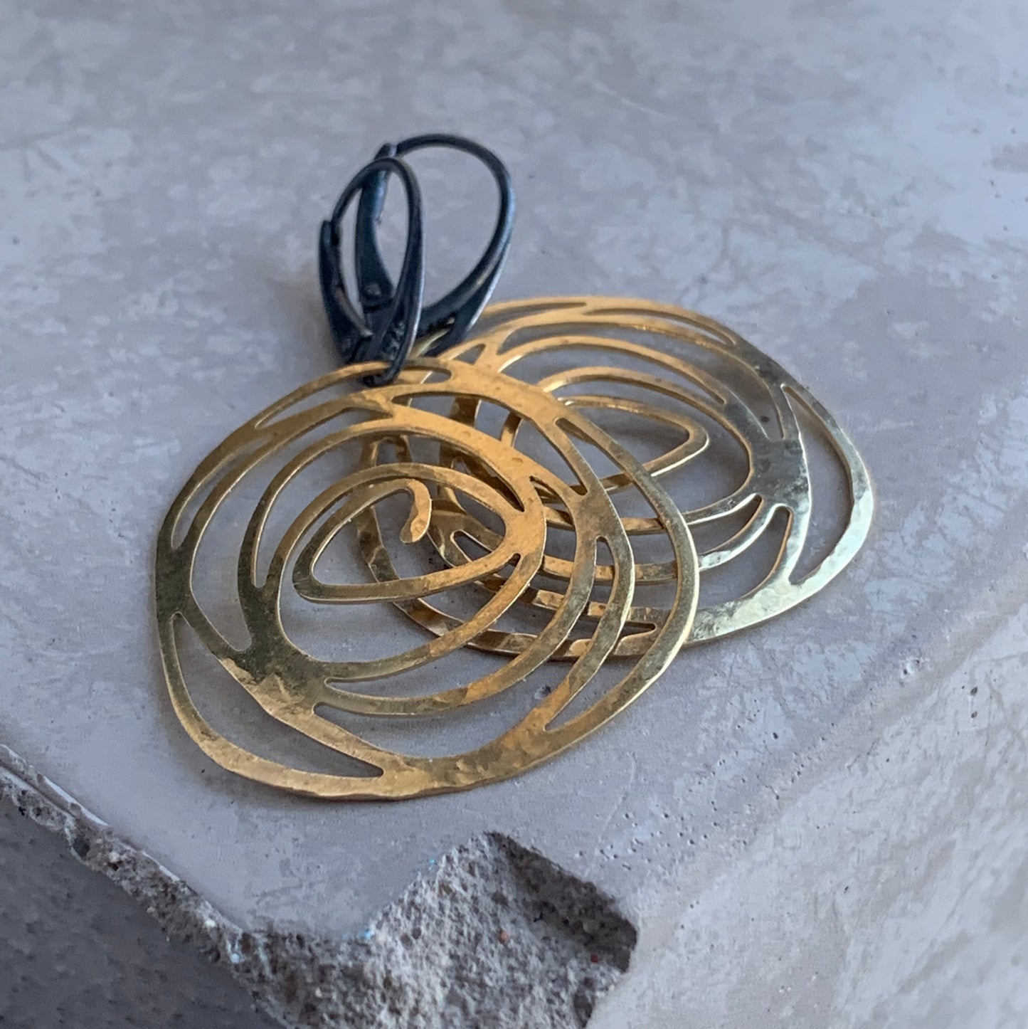 Brass and Silver Earrings 'Modern Rose'