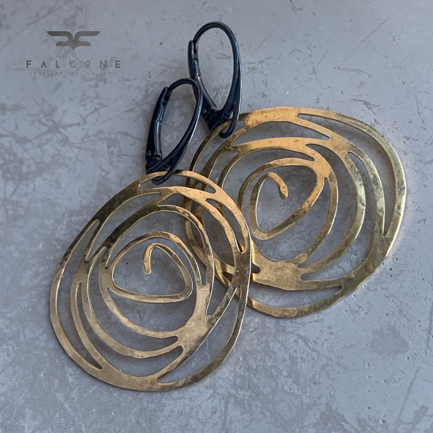 Brass and Silver Earrings 'Modern Rose'