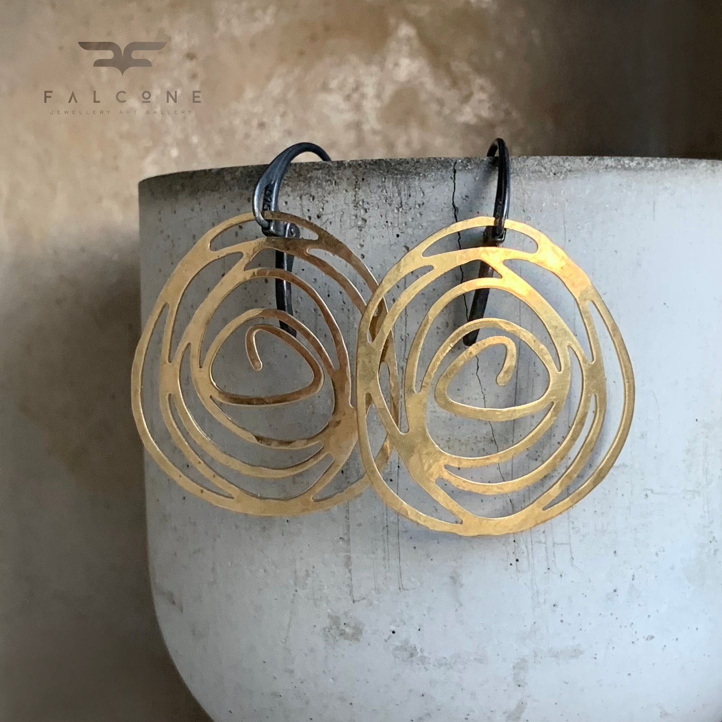Brass and Silver Earrings 'Modern Rose'