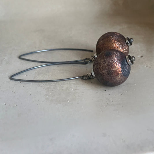 Brass and Sterling Silver Earrings 'Bitter Chocolate'