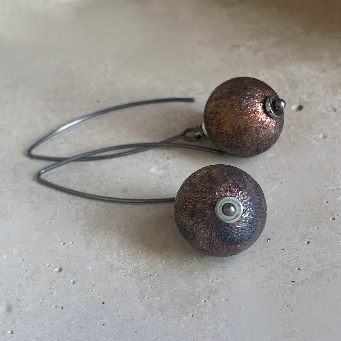 Brass and Sterling Silver Earrings 'Bitter Chocolate'