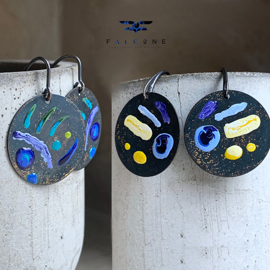 Unique brass & silver earrings 'Life on the Reef'