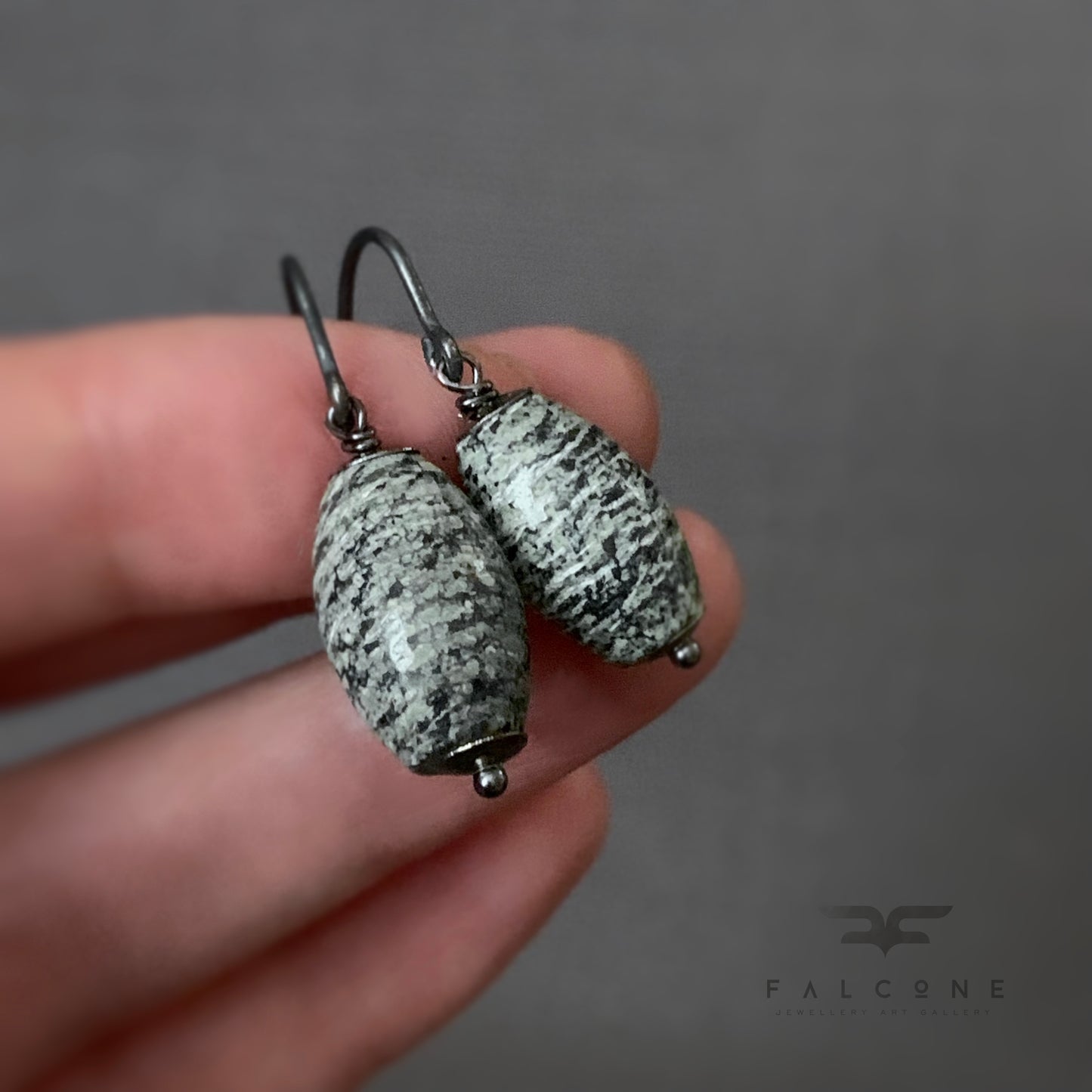 Serpentinite and Sterling Silver Earrings 'With Serpentinite'